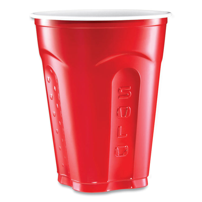 Squared Plastic Party Cups, 18 oz, Red, 240/Carton