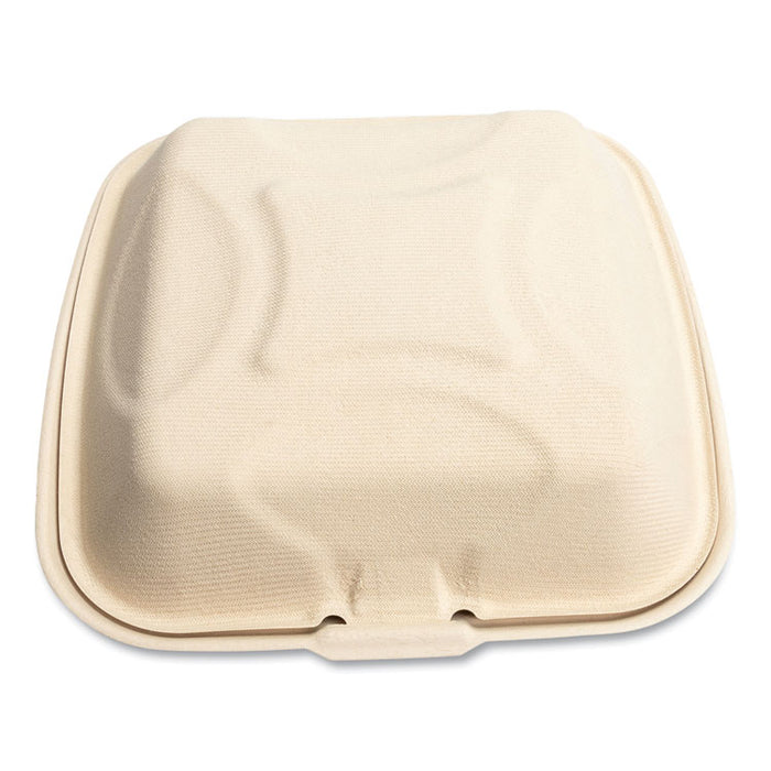 Bagasse PFAS-Free Food Containers, 9 x 9 x 3.19, Tan, Sugarcane, 100/Sleeve, 2 Sleeves/Carton