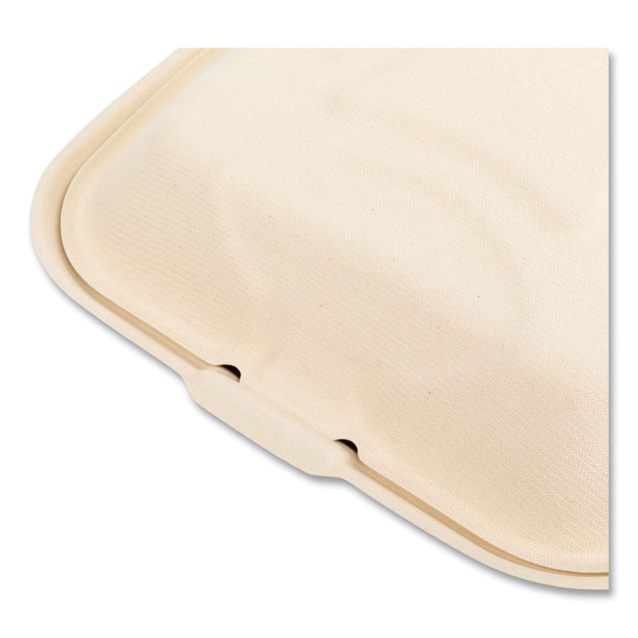 Bagasse PFAS-Free Food Containers, 3 Compartments, 9 x 3.19 x 9, Tan, Sugarcane, 200/Carton