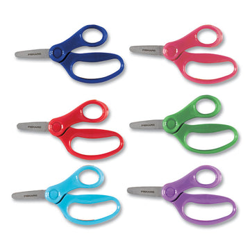 Kids Scissors, Rounded Tip, 5" Long, 1.75" Cut-Length, Straight Handle, Randomly Assorted Handle Color