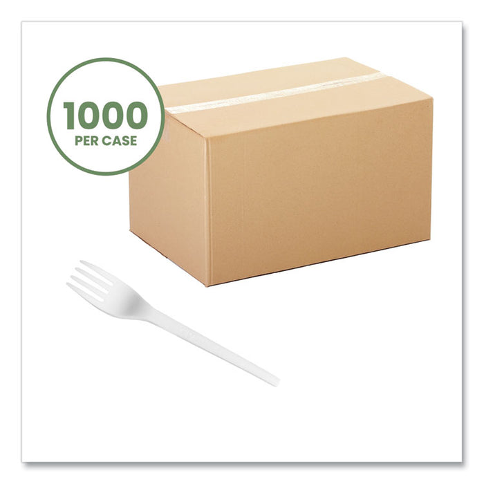 White CPLA Cutlery, General Purpose Fork, Plastic, White, 1,000/Carton
