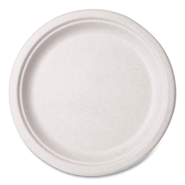 Nourish Molded Fiber Tableware, Compostable, Plate, Sugarcane, 10" dia, White, 500/Carton