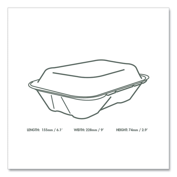 Nourish Molded Fiber Takeout Containers, Compostable, 6.1 x 9 x 2.9, Natural, Sugarcane, 200/Carton
