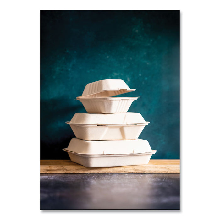 Nourish Molded Fiber Takeout Containers, Compostable, 9 x 9 x 3, Natural, Sugarcane, 200/Carton