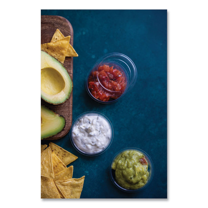 Portion Pot Lids, Fits Vegware 2 oz to 4 oz Portion Pots, Plastic, Clear, 2,000/Carton
