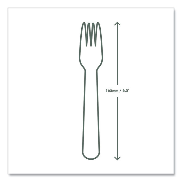 White CPLA Cutlery, General Purpose Fork, Plastic, White, 1,000/Carton