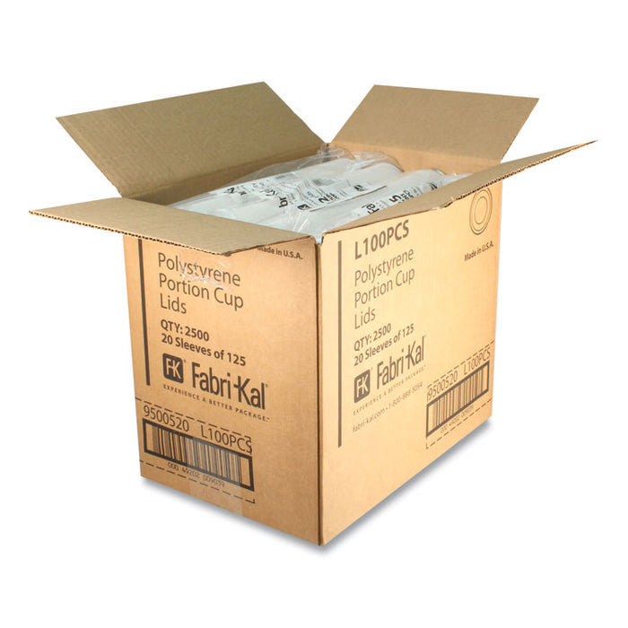 Portion Cup Lids, Fits 1 oz Squat Portion Cups, Plastic, Clear, 125/Sleeve, 20 Sleeves/Carton