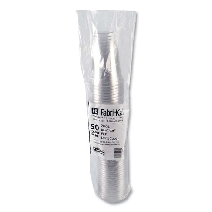 Kal-Clear PET Cold Drink Cups, 20 oz, Plastic, Clear, 50/Bag, 20 Bags/Carton