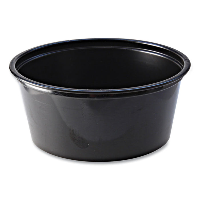 Portion Cups, 3.25 oz, Plastic, Black, 125/Sleeve, 20 Sleeves/Carton