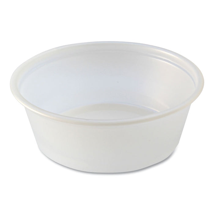 Portion Cups, Squat, 1.5 oz, Plastic, Translucent, 125/Sleeve, 20 Sleeve/Carton