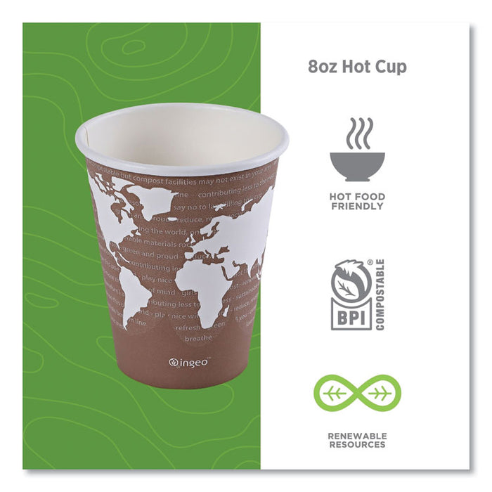 World Art Renewable and Compostable Hot Cups, 8 oz, Paper, Plum, 50/Pack, 20 Packs/Carton