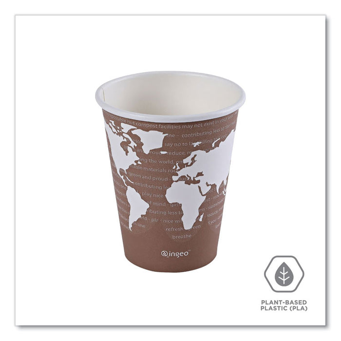 World Art Renewable and Compostable Hot Cups, 8 oz, Paper, Plum, 50/Pack