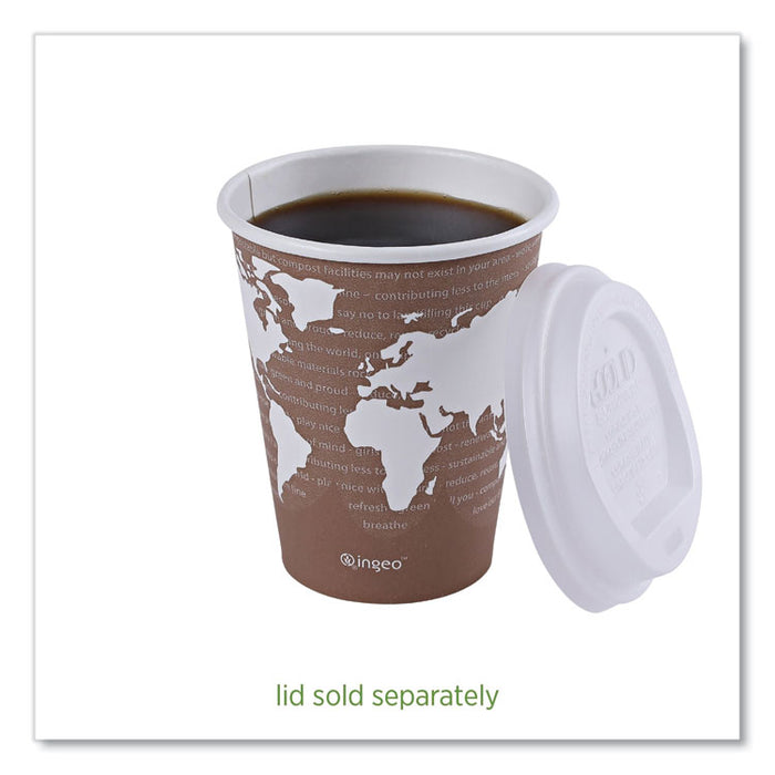 World Art Renewable and Compostable Hot Cups, 8 oz, Paper, Plum, 50/Pack