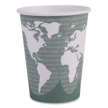 World Art Renewable and Compostable Hot Cups, 12 oz, Paper, Sage, 50/Pack, 20 Packs/Carton