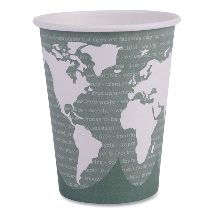 World Art Renewable and Compostable Hot Cups, 12 oz, Paper, Sage, 50/Pack, 20 Packs/Carton