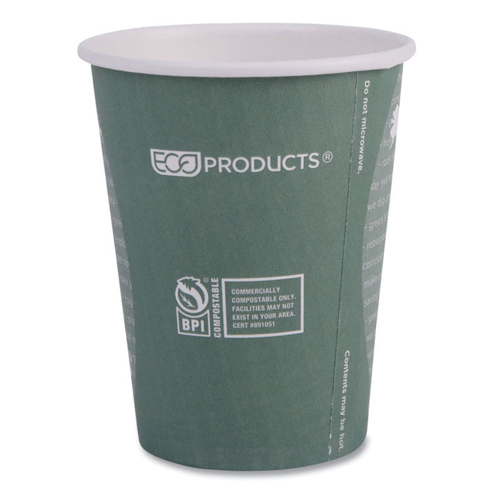 World Art Renewable and Compostable Hot Cups, 12 oz, Paper, Sage, 50/Pack, 20 Packs/Carton