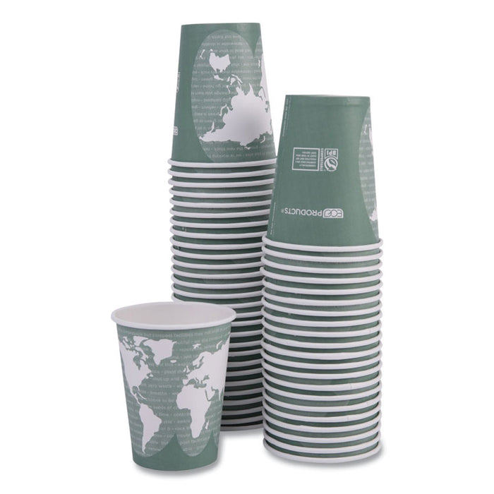 World Art Renewable and Compostable Hot Cups, 12 oz, Paper, Sage, 50/Pack, 20 Packs/Carton