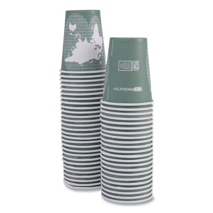 World Art Renewable and Compostable Hot Cups, 12 oz, Paper, Sage, 50/Pack, 20 Packs/Carton