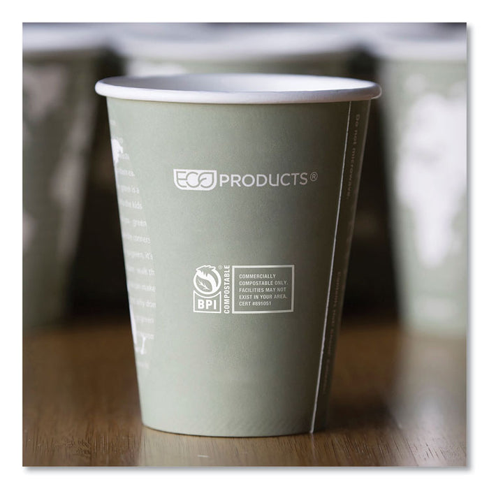 World Art Renewable and Compostable Hot Cups, 12 oz, Paper, Sage, 50/Pack, 20 Packs/Carton