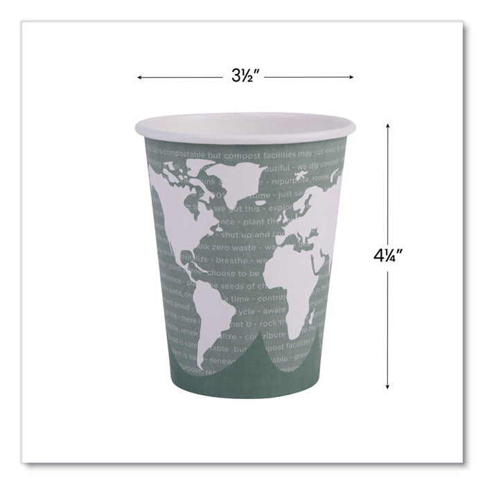 World Art Renewable and Compostable Hot Cups, 12 oz, Paper, Sage, 50/Pack