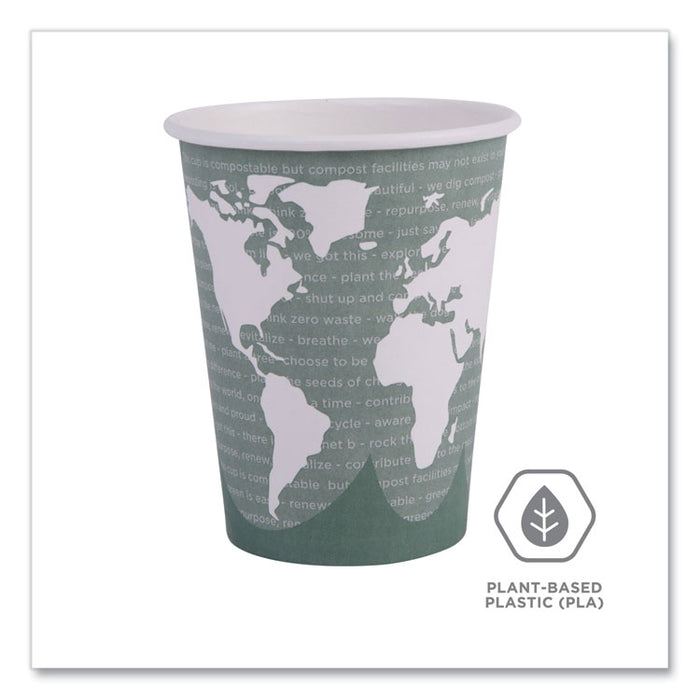 World Art Renewable and Compostable Hot Cups, 12 oz, Paper, Sage, 50/Pack