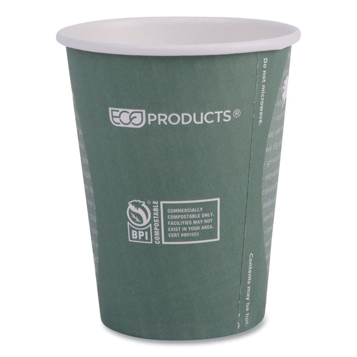 World Art Renewable and Compostable Hot Cups, 12 oz, Paper, Sage, 50/Pack