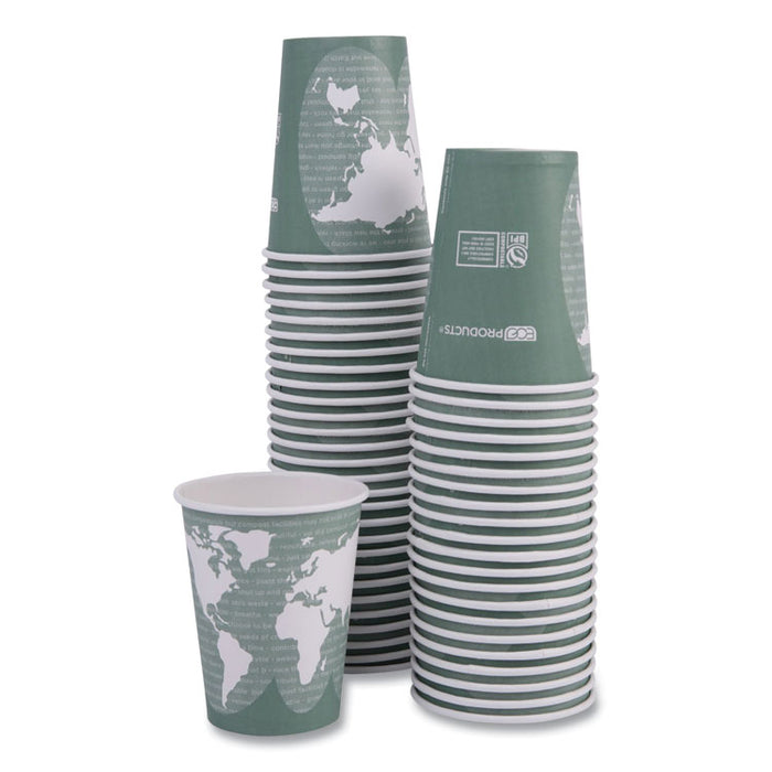 World Art Renewable and Compostable Hot Cups, 12 oz, Paper, Sage, 50/Pack