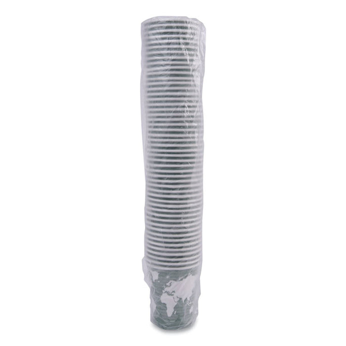 World Art Renewable and Compostable Hot Cups, 12 oz, Paper, Sage, 50/Pack