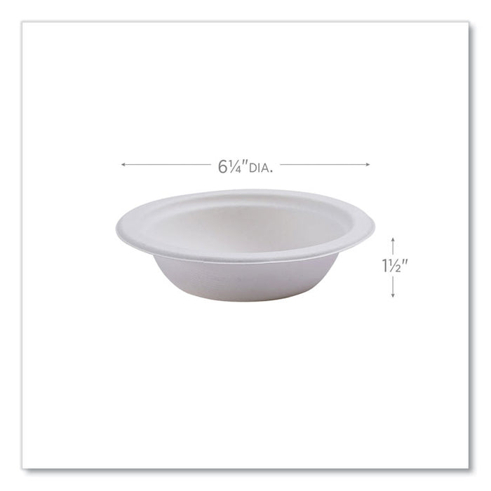 Vanguard Renewable and Compostable Sugarcane Bowls, 12 oz, White, 1,000/Carton
