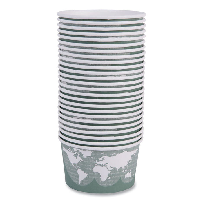 World Art Renewable and Compostable Food Container, 12 oz, 4.05" Diameter x 2.5" h, Moss, Paper, 25/Pack, 20 Packs/Carton