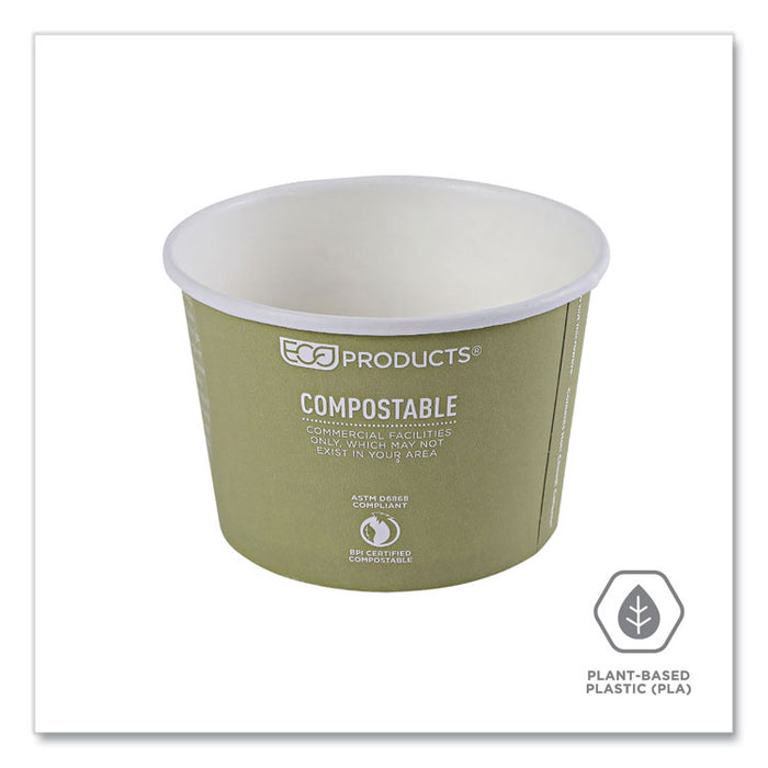 World Art Renewable and Compostable Food Container, 16 oz, 4.05" Diameter x 3" h, Sage, Paper, 25/Pack, 20 Packs/Carton