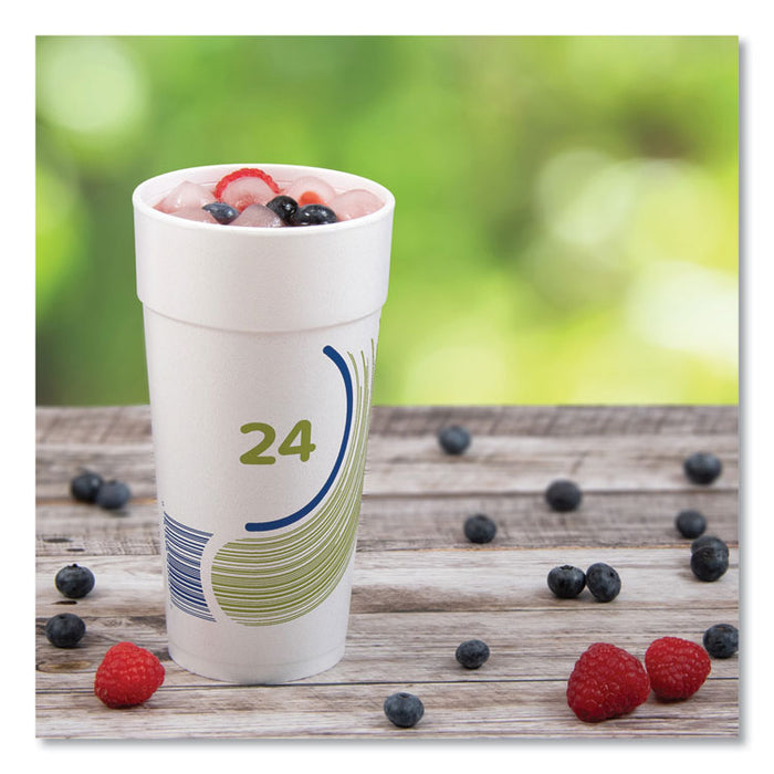 Breeze Hot/Cold Insulated Foam Drinking Cups, 24 oz, Green/White/Blue, 500/Carton
