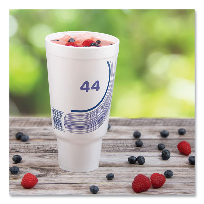 Breeze Hot/Cold Insulated Foam Drinking Cups, Pedestal Cup, 44 oz, Purple/White/Blue, 300/Carton