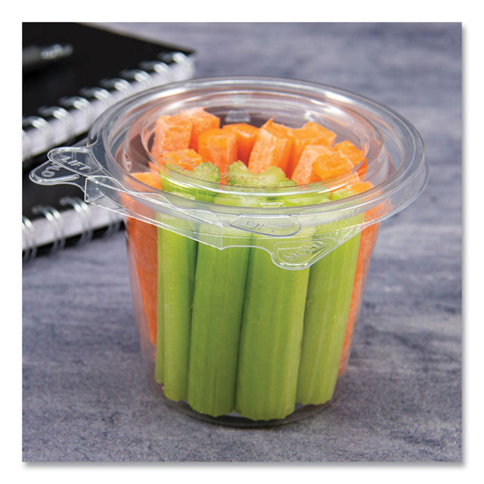 SafeSeal Tamper-Resistant, Tamper Evident Bowls, Flat Lid, 12 oz, 4.36 x 8.84 x 3.51, Clear, Plastic, 256/Carton