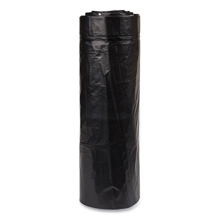 Low-Density Commercial Can Liners, 60 gal, 1.2 mil, 38" x 58", Black, Interleaved Roll, 10 Bags/Roll, 10 Rolls/Carton