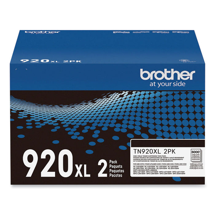TN920XL2PK High-Yield Toner, 12,000 Page-Yield, Black, 2/Pack