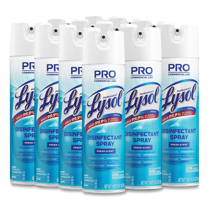 Disinfectant Spray, Fresh Scent, 19 oz Aerosol Spray, 12/Carton