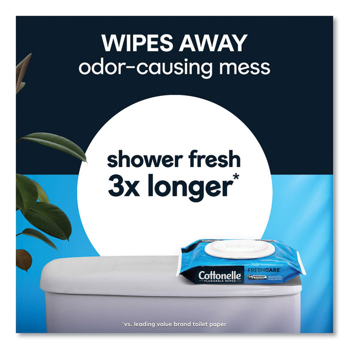 Fresh Care Flushable Cleansing Cloths, 1-Ply, 3.75 x 5.5, White, 42/Pack