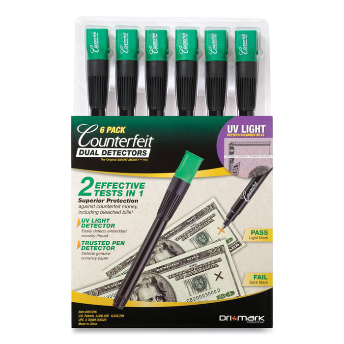 Counterfeit Money Detection System for USD and Most International Currencies, 2 Detection Methods, 0.8 x 0.8 x 6, Black/Green