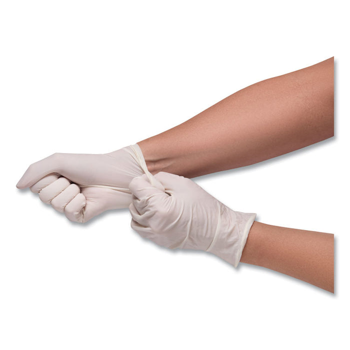Stretch Vinyl Examination Gloves, Powder-Free, Small, 5 mil Thick, 9.45" Long, Cream, 100/Box