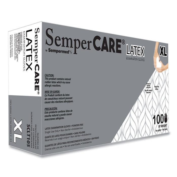 Latex Examination Gloves, Powder-Free, X-Large, 5 mil Thick, 9.45" Long, Cream, 100/Box, 10 Boxes/Carton