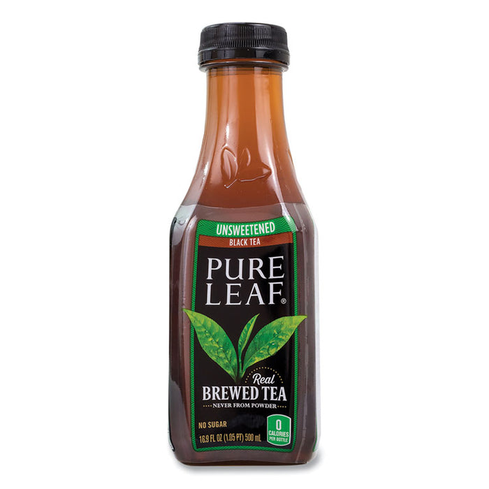 Pure Leaf Unsweetened Iced Black Tea, 16.9 oz Bottle, 18/Carton
