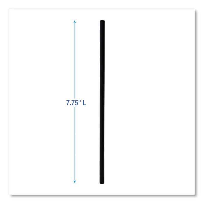 Wrapped Jumbo Straws, 7.75", Polypropylene, Black, 250/Pack, 50 Packs/Carton