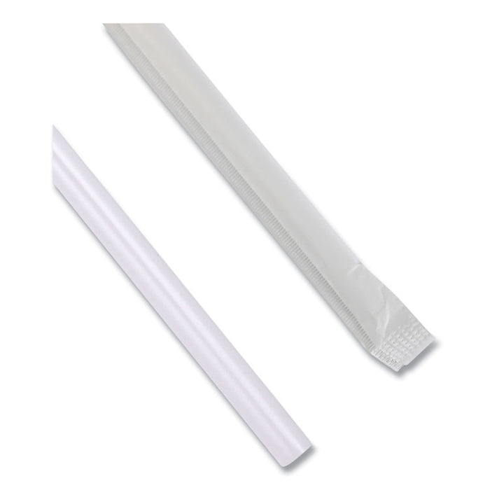 Wrapped Jumbo Straws, 7.75", Polypropylene, Clear, 500/Pack, 24 Packs/Carton