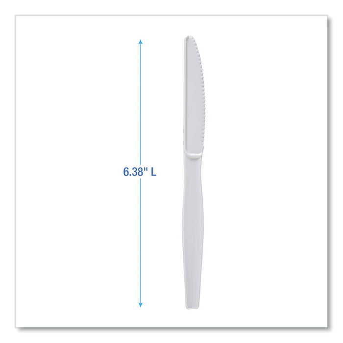 Heavyweight Polystyrene Cutlery, Knife, Plastic, White, 1,000/Carton