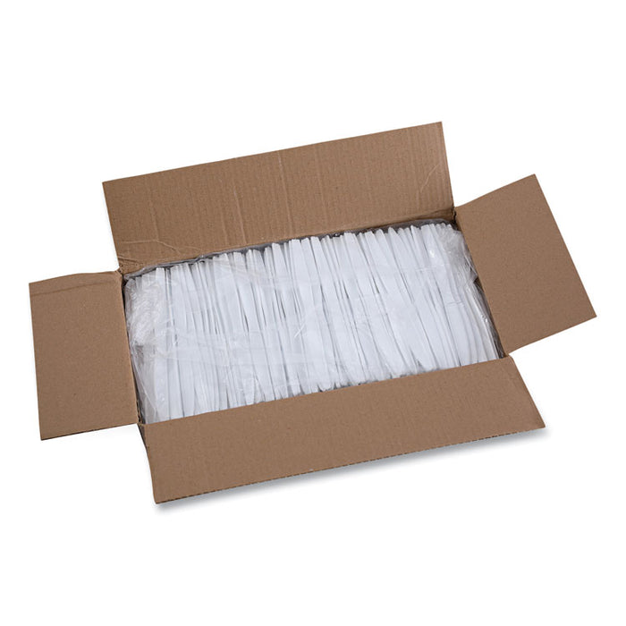Heavyweight Polystyrene Cutlery, Knife, Plastic, White, 1,000/Carton