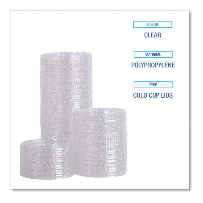 PET Cold Cup Lids, Fits 14 oz to 24 oz Cold Cups, Plastic, Clear, 100/Sleeve, 10 Sleeves/Carton