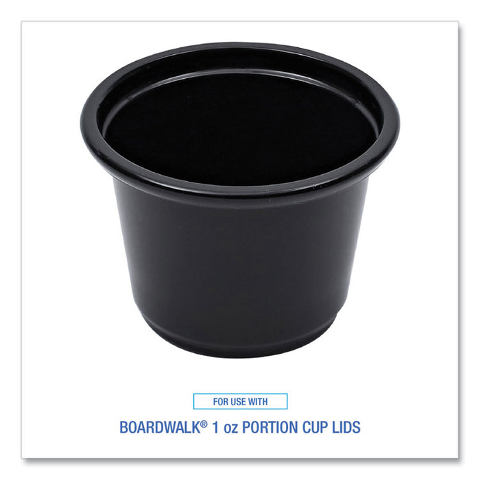 Souffle/Portion Cups, 1 oz, Plastic, Black, 125/Sleeve, 20 Sleeves/Carton