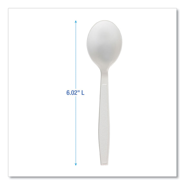 Heavyweight Polypropylene Cutlery, Soup Spoon, Plastic, White, 1,000/Carton