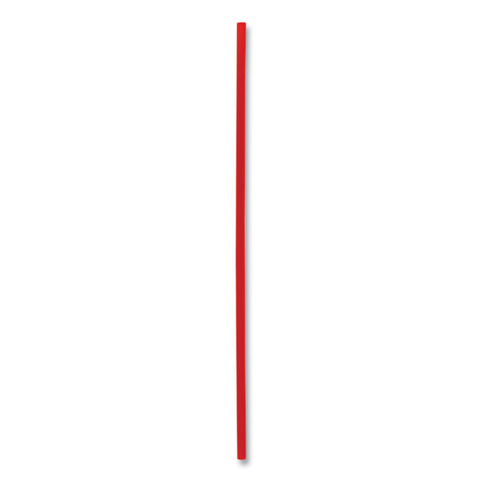 Single-Tube Stir-Straws,5.25", Polypropylene, Red, 1,000/Pack, 10 Packs/Carton
